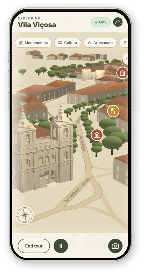 Ecrã da app — mapa